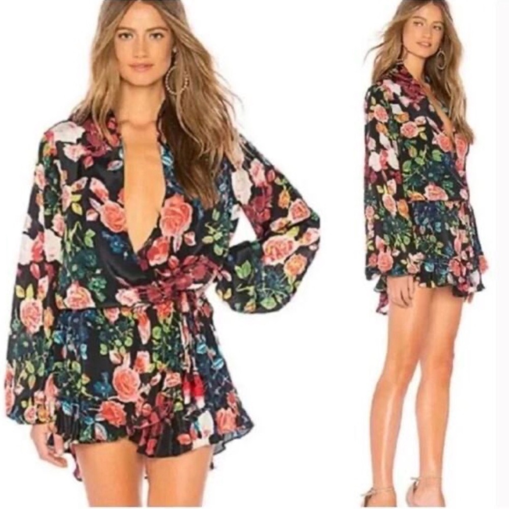 Rococo Sand- Multicolored Floral Longsleeve Mini Dress